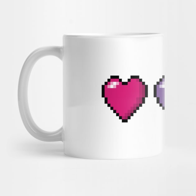 Row of Three Bisexual Pride Flag Pixel Hearts by LiveLoudGraphics